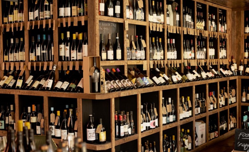Shelves of wine